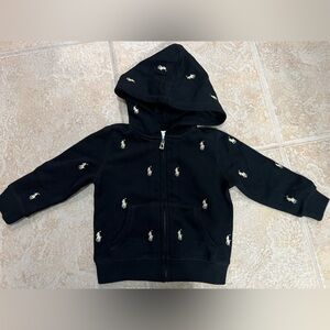 Ralph Lauren Black Kids zip up Hoodie with Embroidered logo